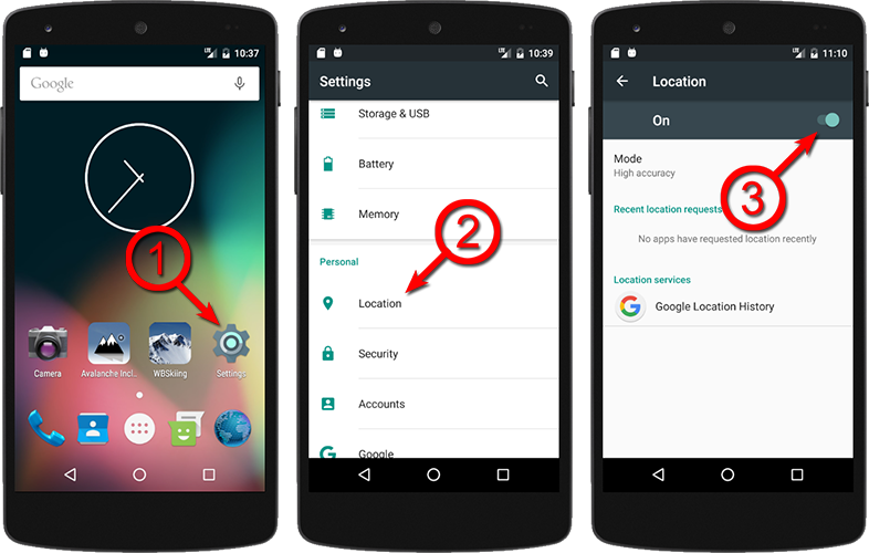 How to turn on GPS location on an Android device
